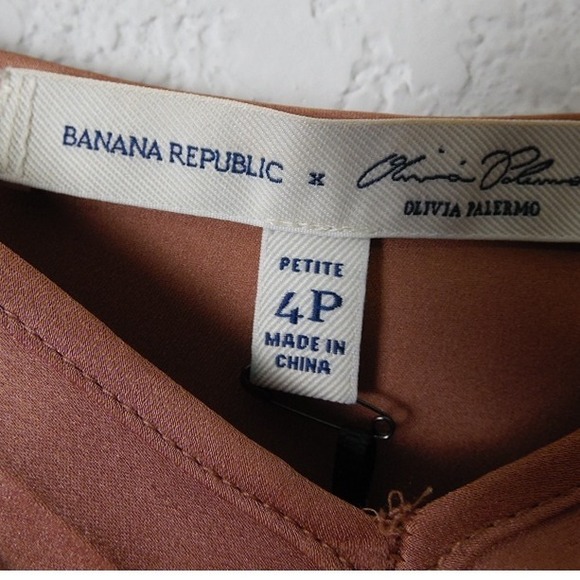 Banana Republic x Olivia Palermo Pleated Maxi Dress SZ 4P Bronze Brown Boho - Picture 10 of 16